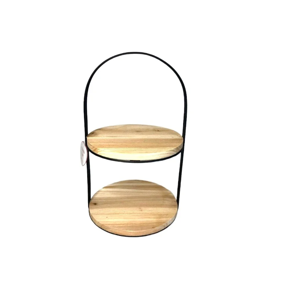 Target Mini TWO-TIERED TRAY- Wood And Metal. Farmhouse, Pairs With Rae Dunn